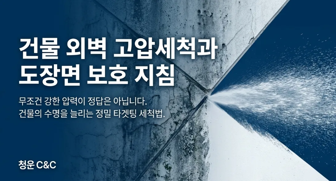 건물 외벽 고압세척 시 페인트 손상을 줄이는 작업 방법