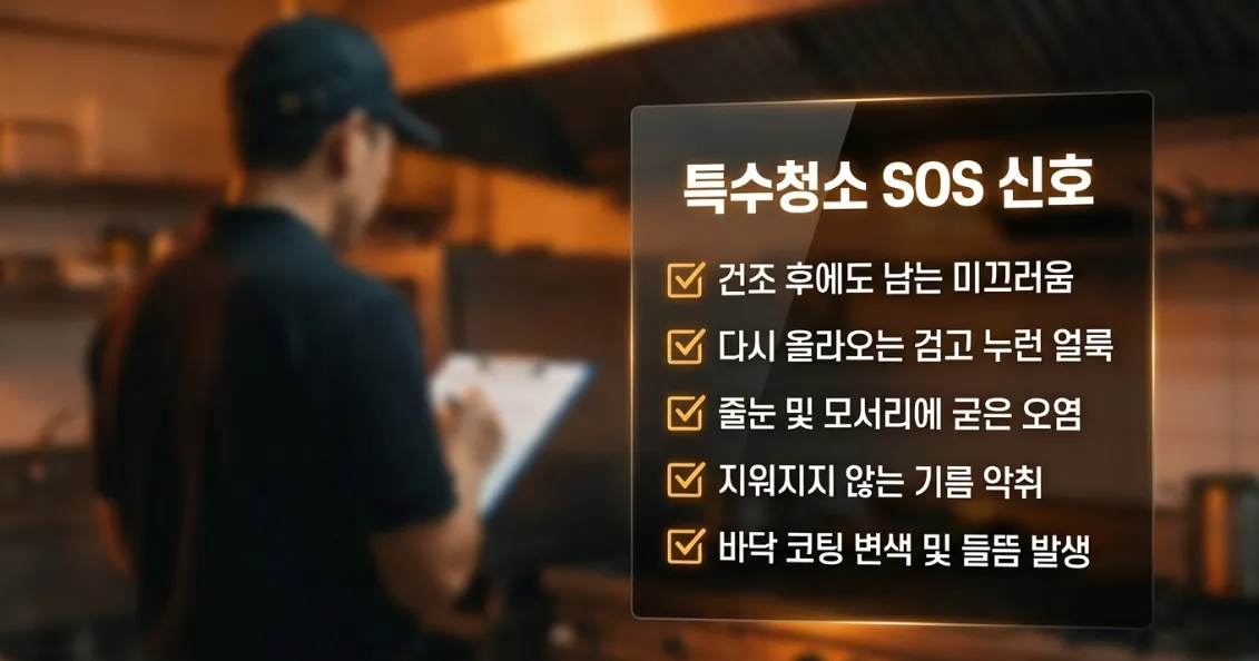 바닥 기름때가 지워지지 않을 때, 일반 청소보다 특수청소가 필요한 이유 현장 사진 2